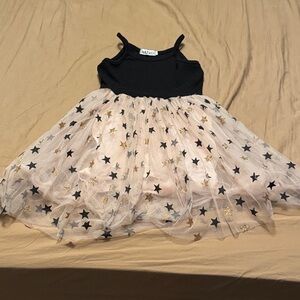 NNJXD Black and Cream/Pink Star Tulle Dress - Size Small